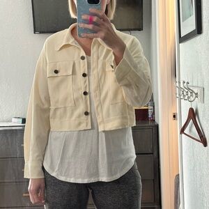 Womens Casual Cropped Button Down Shirt Jacket